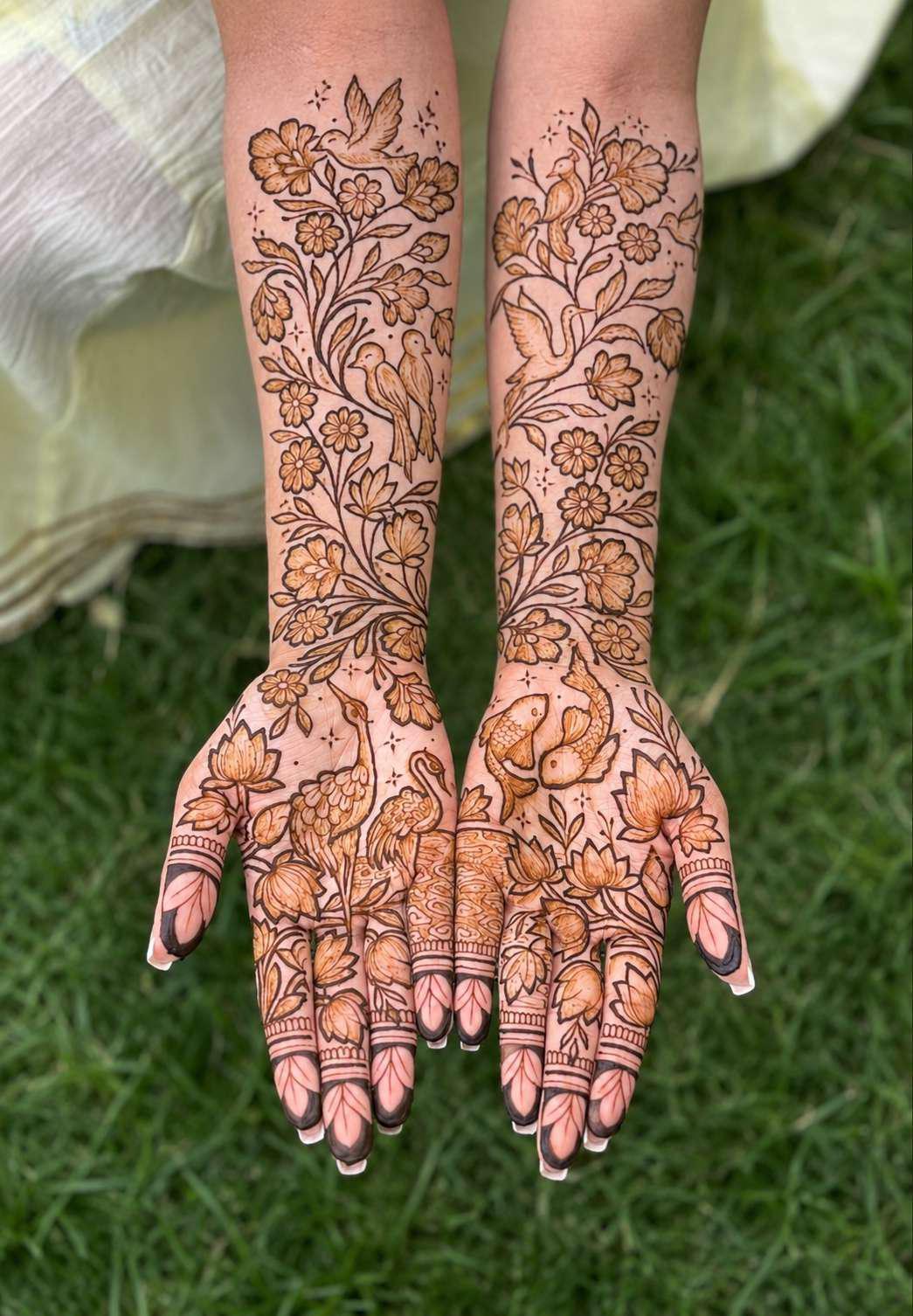Detailed floral henna artwork